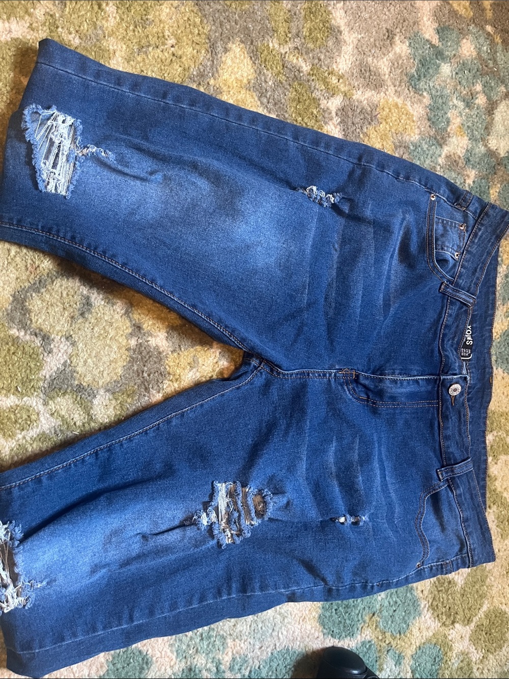 YOINS Blue Washed Denim Jeans with Yellow Stitching